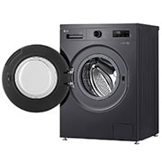 LG 8 kg Vaskemaskin(Essence Black) - Steam, Energiklasse A, 6 Motion DD, Smart Diagnosis™ med Wi-Fi, side door open view, F4X1008NMB, thumbnail 6