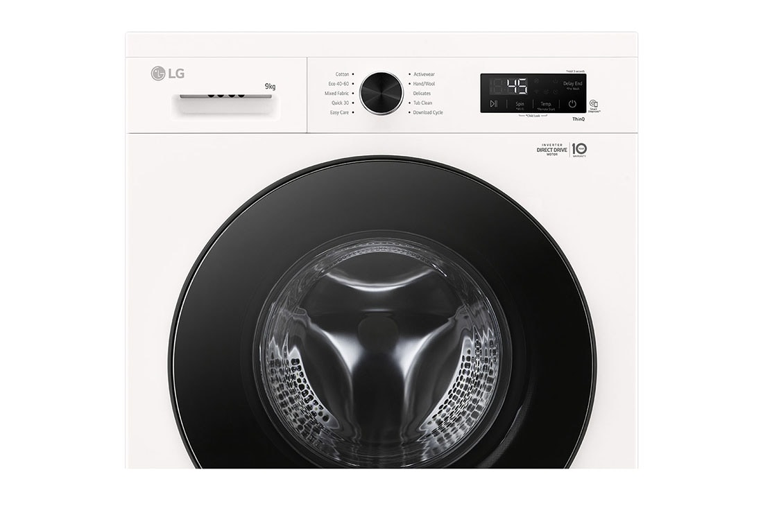 LG 9 kg Vaskemaskin(Svart) - Steam, Energiklasse A, 6 Motion DD, Smart Diagnosis™&nbsp;med Wi-Fi, side door open view, F4X1009NWB, thumbnail 6