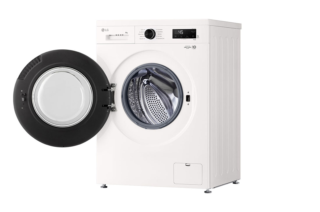 LG 9 kg Vaskemaskin(Svart) - Steam, Energiklasse A, 6 Motion DD, Smart Diagnosis™&nbsp;med Wi-Fi, side view, F4X1009NWB, thumbnail 11