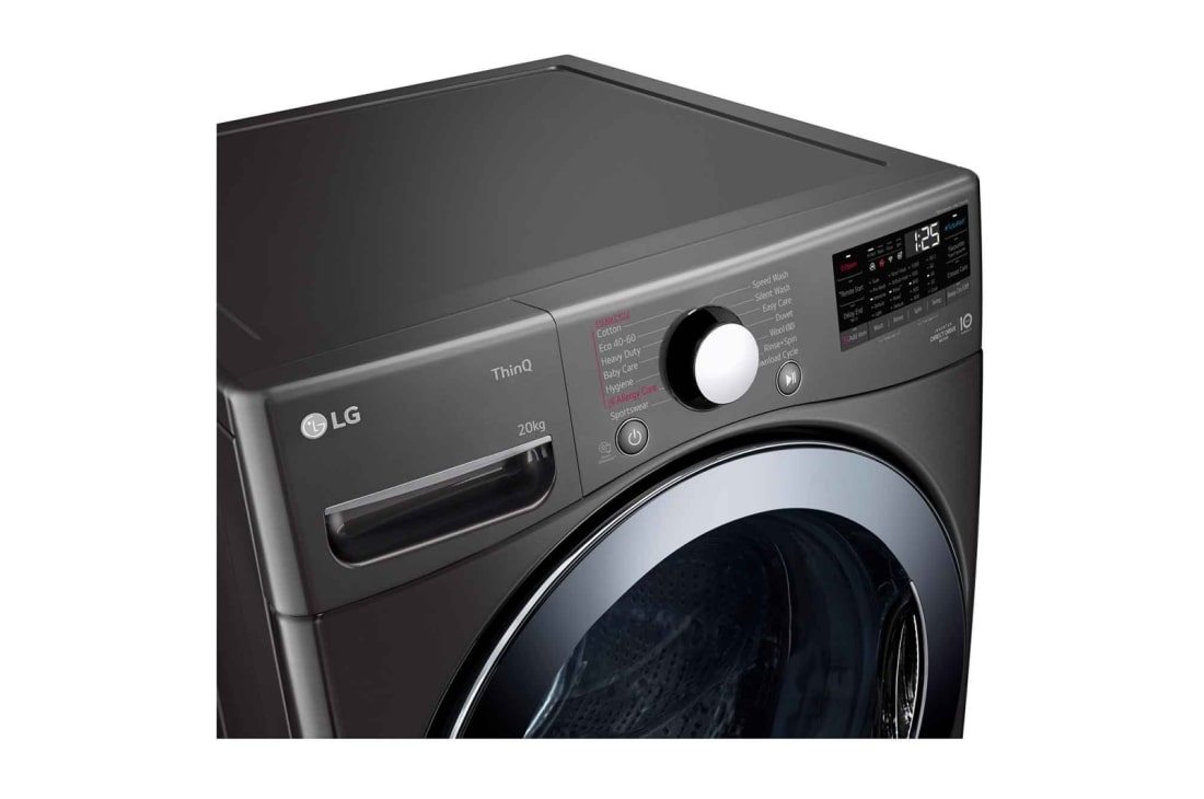 LG 20 kg Vaskemaskin(Svart) - Energiklasse B, Steam, TurboWash™, AI DD™, Smart Diagnosis™ med Wi-Fi, FVB20NS2TE, thumbnail 4