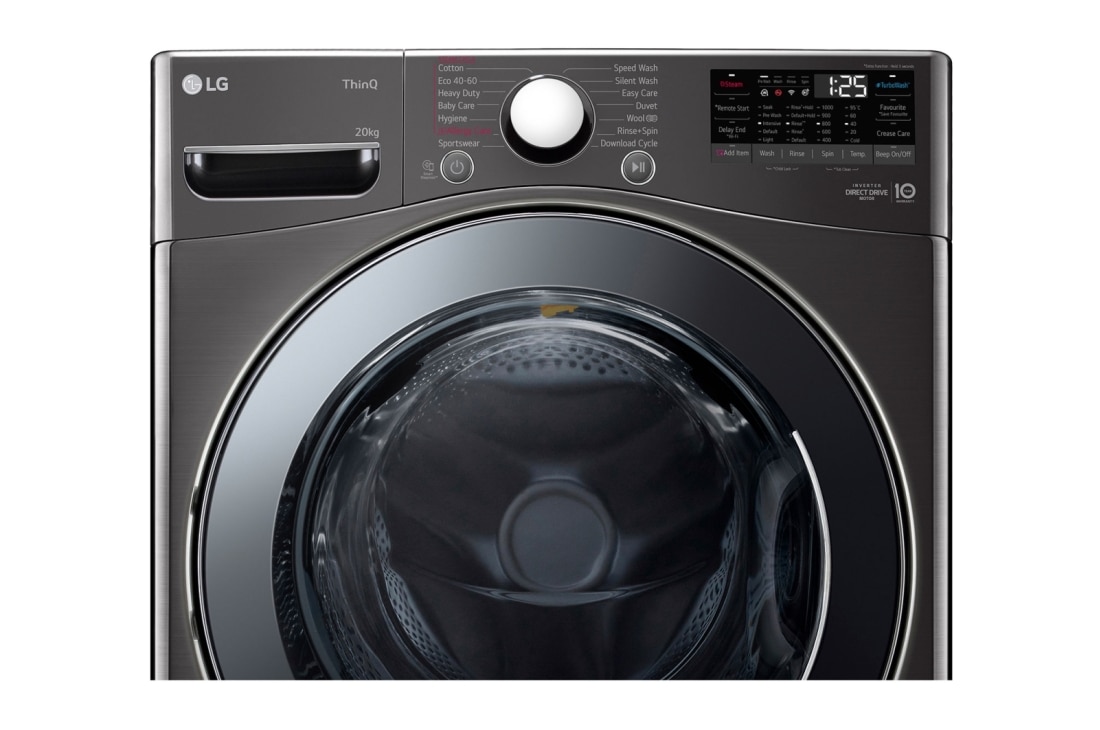 LG 20 kg Vaskemaskin(Svart) - Energiklasse B, Steam, TurboWash™, AI DD™, Smart Diagnosis™ med Wi-Fi, FVB20NS2TE, thumbnail 7