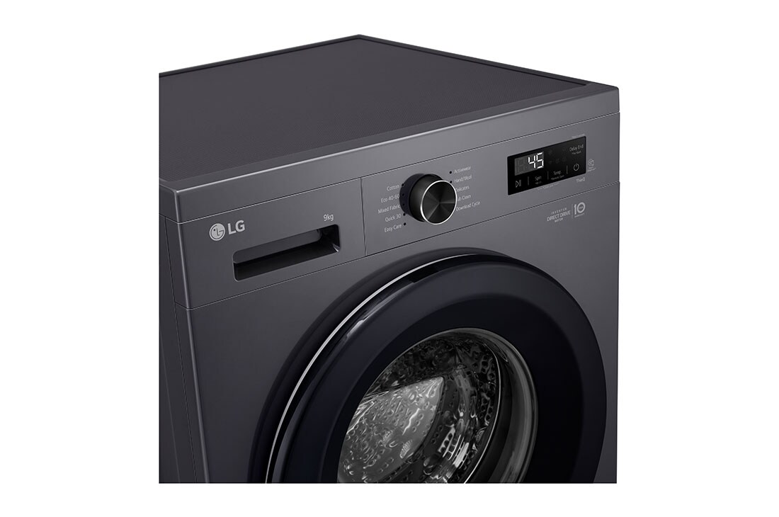 LG 9 kg Vaskemaskin(Essence Black) - Steam, Energiklasse A, 6 Motion DD, Smart Diagnosis™ med Wi-Fi, left side view, F4X1009NMK, thumbnail 7