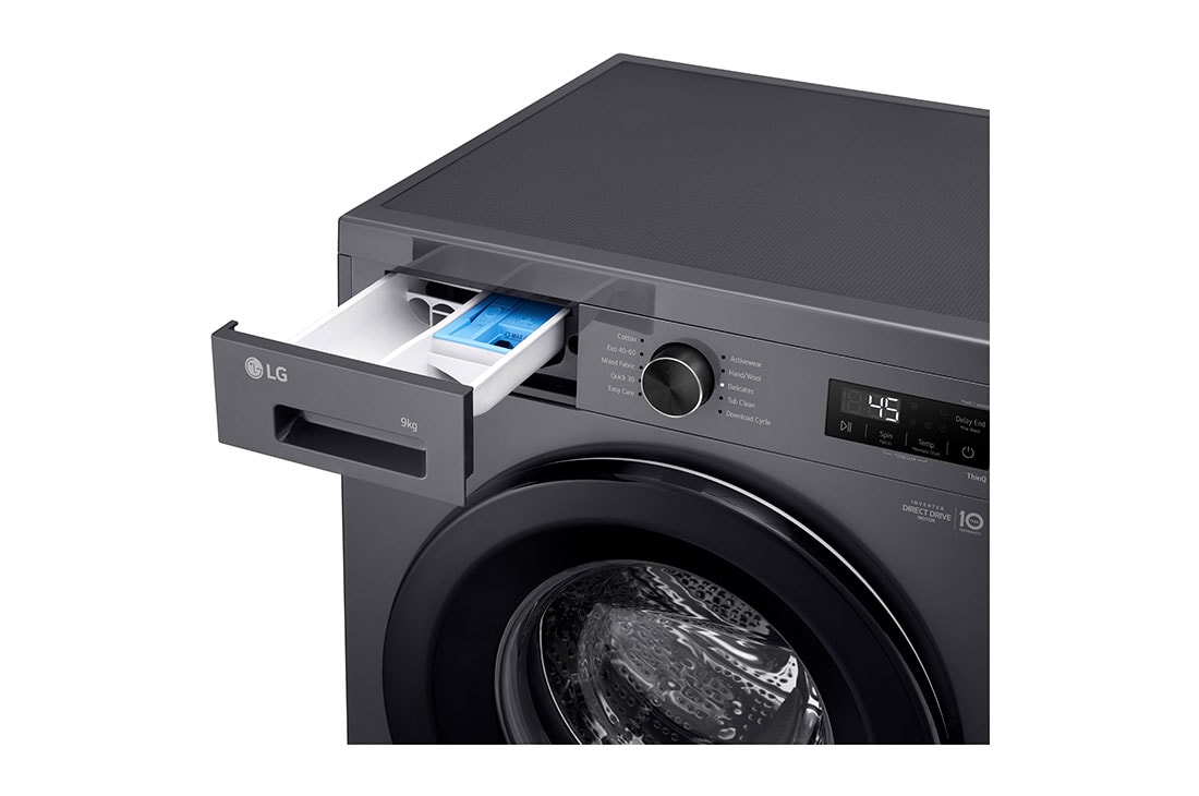 LG 9 kg Vaskemaskin(Essence Black) - Steam, Energiklasse A, 6 Motion DD, Smart Diagnosis™ med Wi-Fi, TopRightDrawerOpen, F4X1009NMK, thumbnail 10