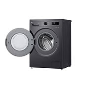 LG 9 kg Vaskemaskin(Essence Black) - Steam, Energiklasse A, 6 Motion DD, Smart Diagnosis™ med Wi-Fi, side door open view, F4X1009NMK, thumbnail 6