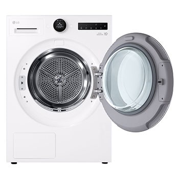 LG 9-kg DUAL Inverter Heat Pump™ Tørketrommel med Eco Hybrid™og Varmepumpeteknologi, front open view, RHX7009TWS, thumbnail 3
