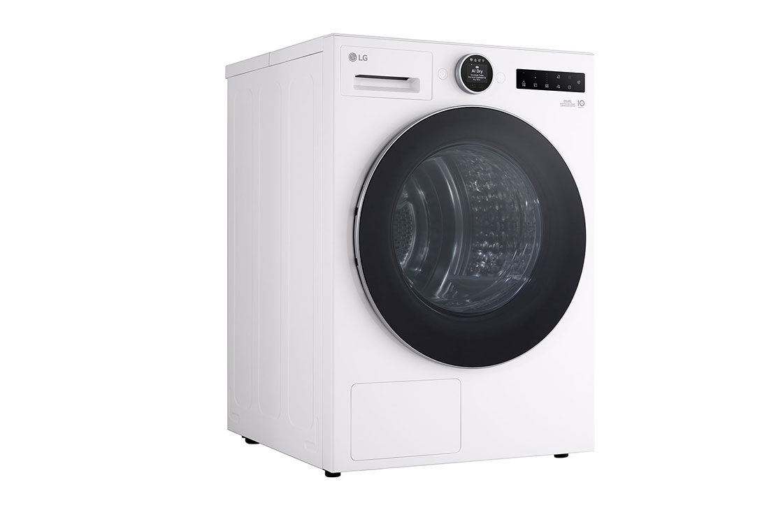 LG 9-kg DUAL Inverter Heat Pump™ Tørketrommel med Eco Hybrid™og Varmepumpeteknologi, left view, RHX7009TWS, thumbnail 11