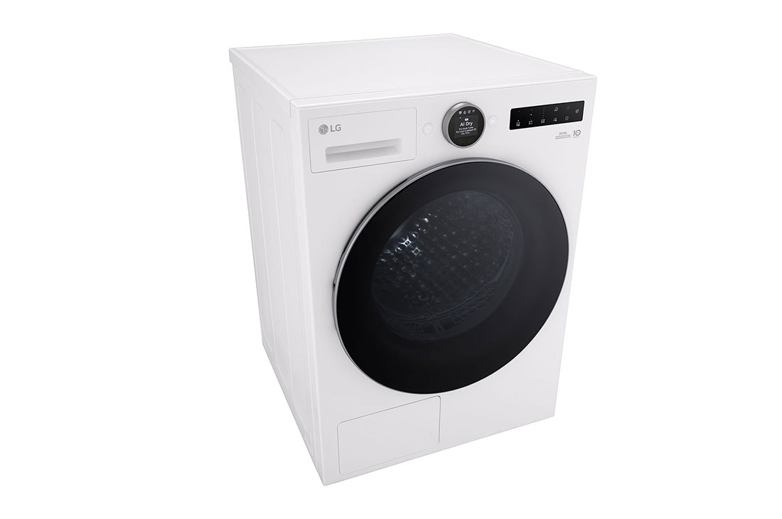 LG 9-kg DUAL Inverter Heat Pump™ Tørketrommel med Eco Hybrid™og Varmepumpeteknologi, left view, RHX7009TWS, thumbnail 12