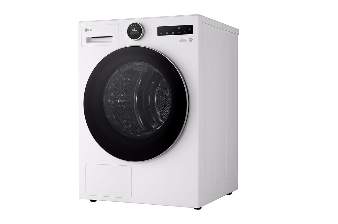 LG 9-kg DUAL Inverter Heat Pump™ Tørketrommel med Eco Hybrid™og Varmepumpeteknologi, right view, RHX7009TWS, thumbnail 15