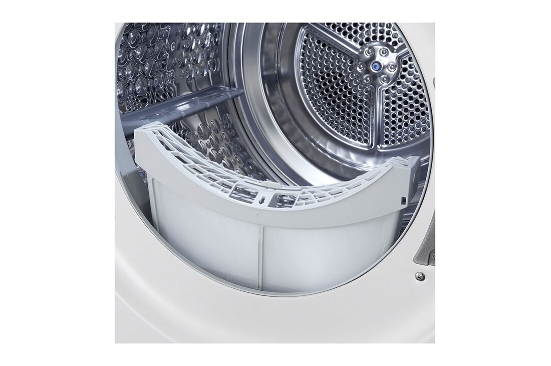 LG 9-kg DUAL Inverter Heat Pump™ Tørketrommel med Eco Hybrid™og Varmepumpeteknologi, drum closeup view, RHX7009TWS, thumbnail 7