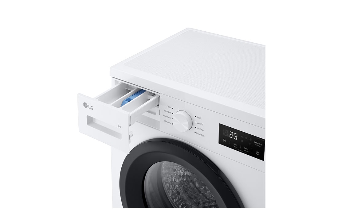 LG 9 kg Vaskemaskin(Hvit) - Steam, Energiklasse A, Detergent load side view, F4A1009NWK, thumbnail 5