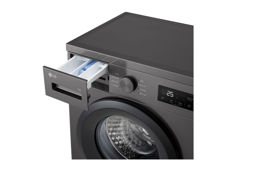 LG 9 kg Vaskemaskin(Dark Silver) - Steam, Energiklasse A, Drawer , F4A1009NDK, thumbnail 4