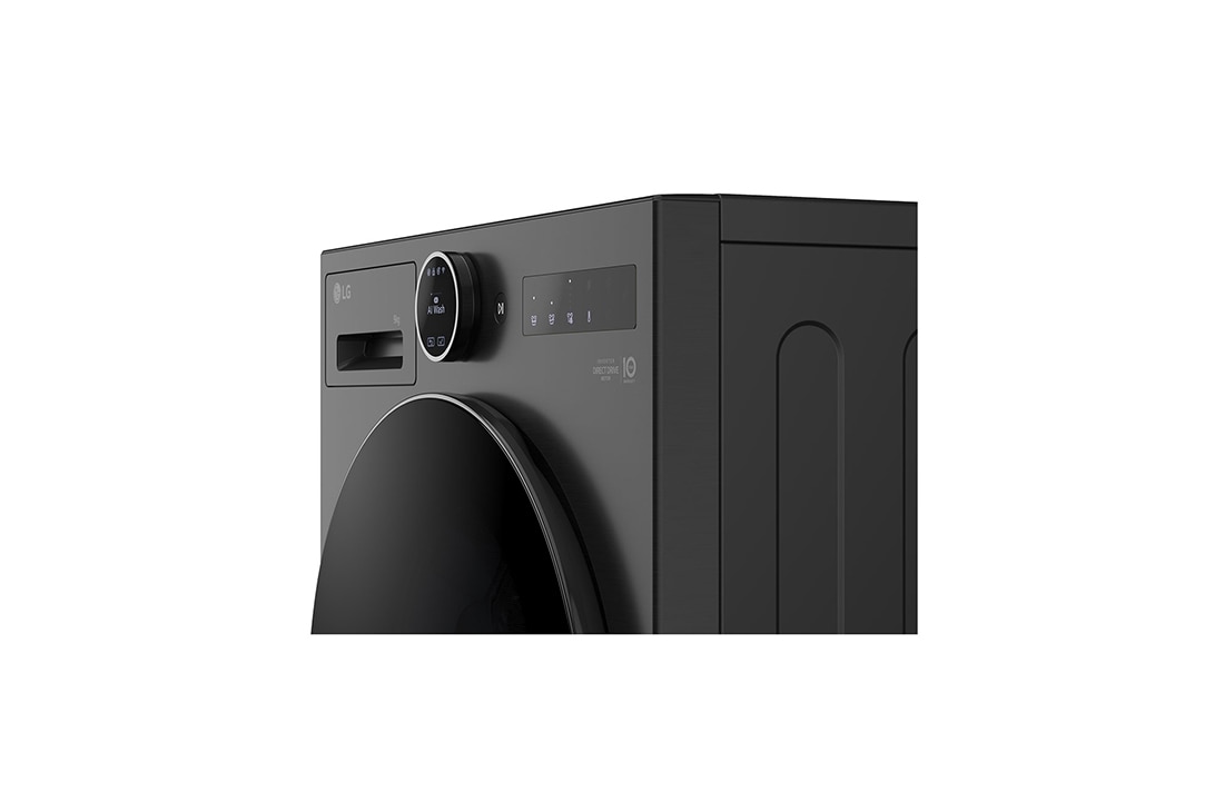 LG 9 kg Vaskemaskin(Essence Black) - Energiklasse A, LCD-vred, TurboWash360™, AI DD™, Smart Diagnosis™ med Wi-Fi, Top perspective view, F4X7009TBB, thumbnail 7