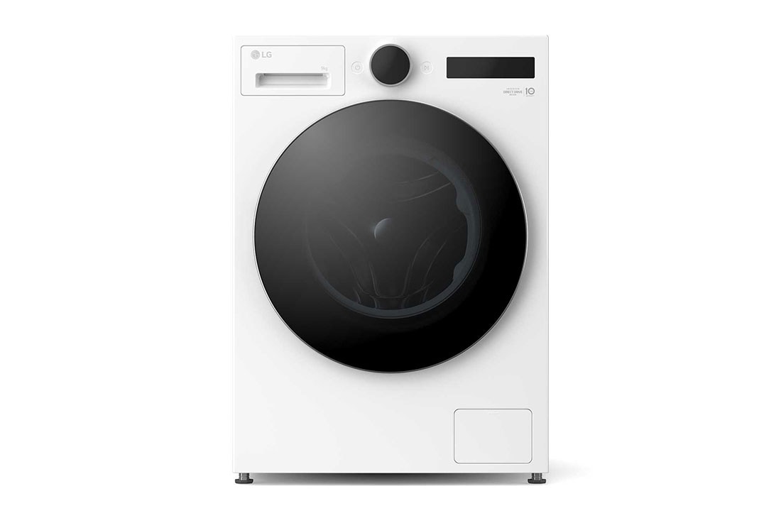 LG 9 kg Vaskemaskin(Hvit) - Energiklasse A, LCD-vred, TurboWash360™, AI DD™, Smart Diagnosis™ med Wi-Fi, Front view, F4X7509TWS