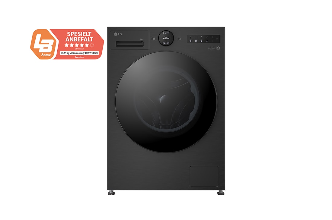 LG 9 kg Vaskemaskin(Essence Black) - Energiklasse A, LCD-panel, Auto Dose, TurboWash360™, AI DD™, Smart Diagnosis™ med Wi-Fi, F4X7509TBB