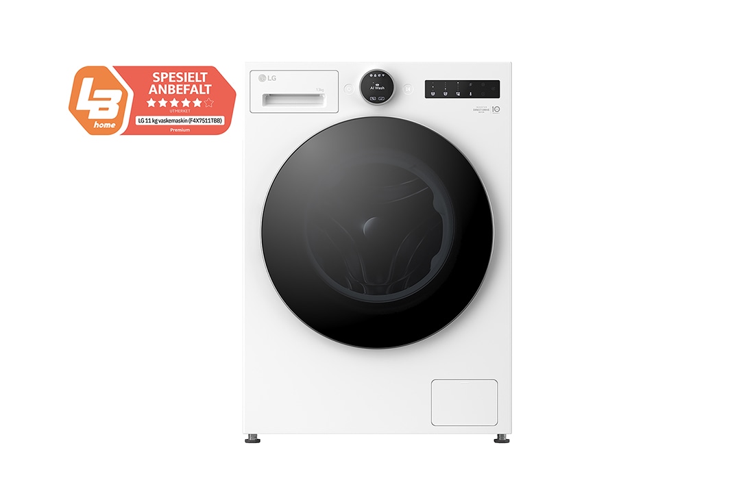LG 13 kg Vaskemaskin(Essence White) - Energiklasse A, LCD-panel, Auto Dose, TurboWash360™, AI DD™, Smart Diagnosis™ med Wi-Fi, F4X7513TWS