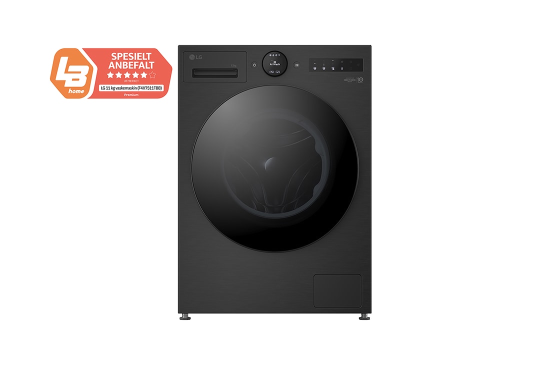 LG 13 kg Vaskemaskin(Essence Black) - Energiklasse A, LCD-panel, Auto Dose, TurboWash360™, AI DD™, Smart Diagnosis™ med Wi-Fi, F4X7513TBB