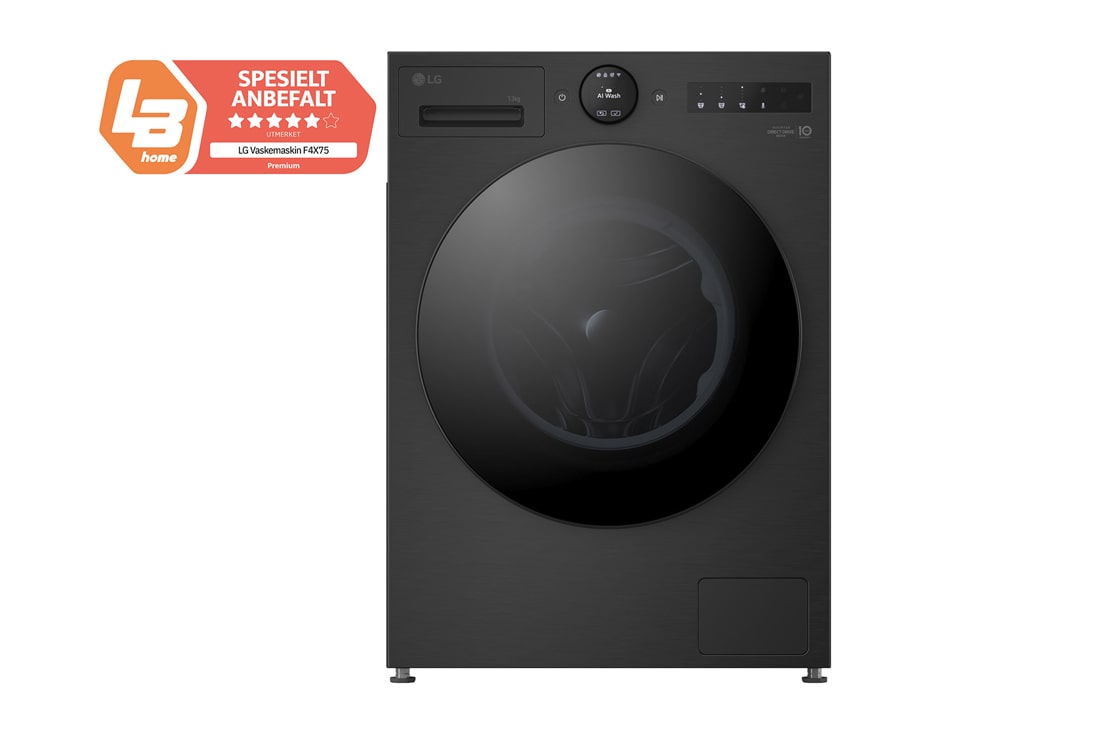 LG 13 kg Vaskemaskin(Essence Black) - Energiklasse A, LCD-panel, Auto Dose, TurboWash360™, AI DD™, Smart Diagnosis™ med Wi-Fi, F4X7513TBB