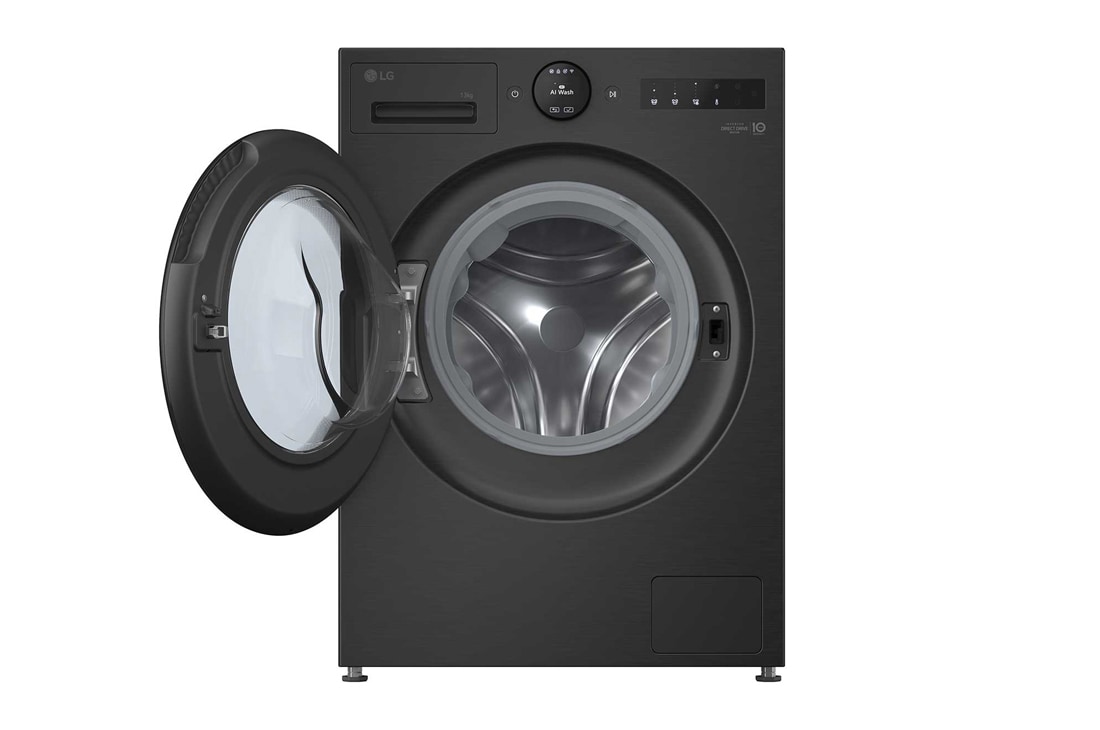 LG 13 kg Vaskemaskin(Essence Black) - Energiklasse A, LCD-panel, Auto Dose, TurboWash360™, AI DD™, Smart Diagnosis™ med Wi-Fi, front open view, F4X7513TBB, thumbnail 4