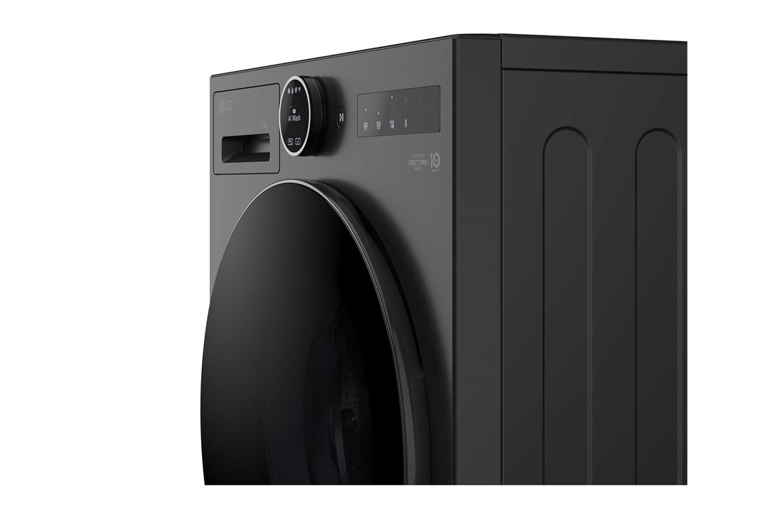 LG 13 kg Vaskemaskin(Essence Black) - Energiklasse A, LCD-panel, Auto Dose, TurboWash360™, AI DD™, Smart Diagnosis™ med Wi-Fi, side view, F4X7513TBB, thumbnail 11