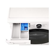 LG 8 kg / 5 kg Kombinert vaskemaskin/tørketrommel(Essence White) - Steam, Energiklasse A/E, 6 Motion DD™, Smart Diagnosis™ med Wi-Fi, Top perspective view, W4X1085NWB, thumbnail 6