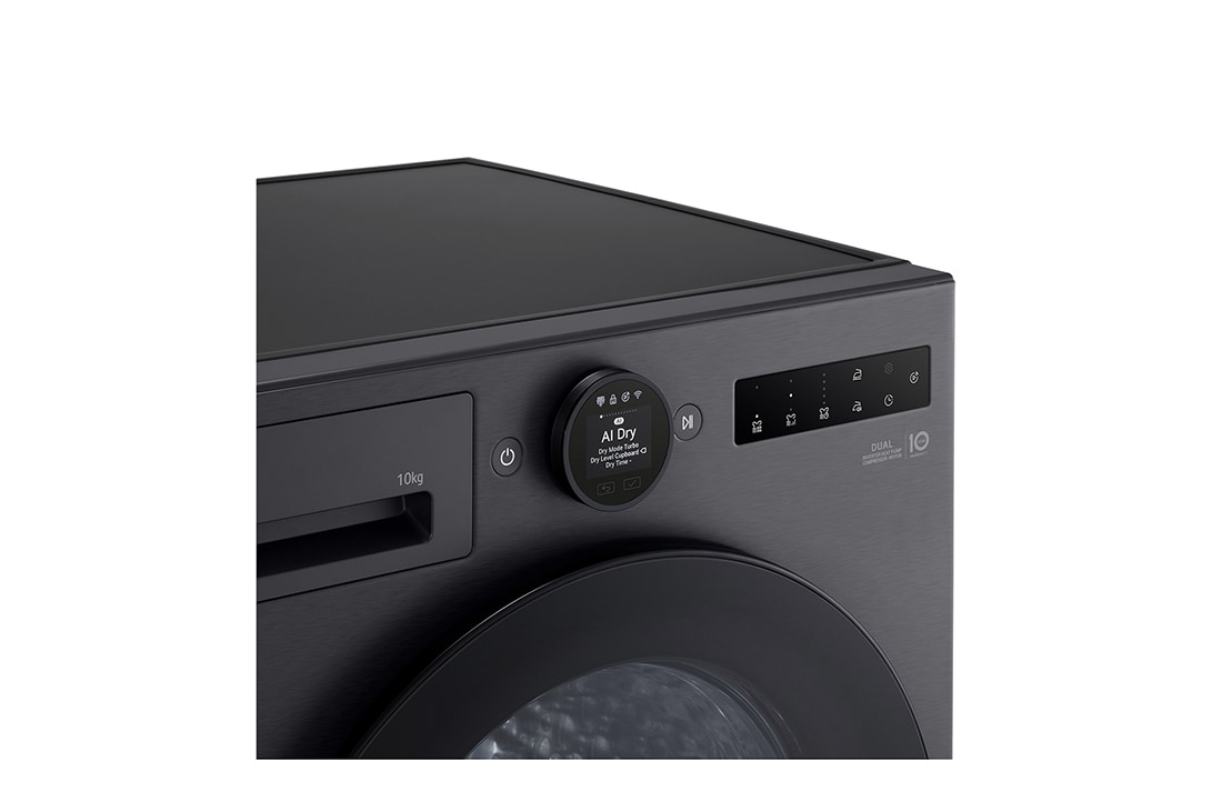 LG 9 kg Tørketrommel (Essence Black) - Energiklasse A+++, LCD-panel, DUAL Inverter Heat Pump™ og Smart Diagnosis™ med Wi-Fi, 9 kg Tørketrommel (Essence Black) - Energiklasse A+++, LCD-panel, DUAL Inverter Heat Pump™ og Smart Diagnosis™ med Wi-Fi, RHX7010TBB, thumbnail 4