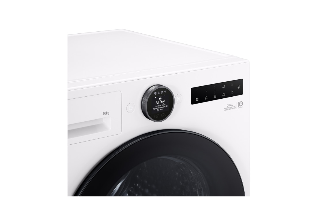 LG 10 kg Tørketrommel (Essence White) - Energiklasse C, LCD-panel, DUAL Inverter Heat Pump™ og Smart Diagnosis™ med Wi-Fi, 10 kg Tørketrommel (Essence White) - Energiklasse C, LCD-panel, DUAL Inverter Heat Pump™ og Smart Diagnosis™ med Wi-Fi, RHX7010TWB, thumbnail 4