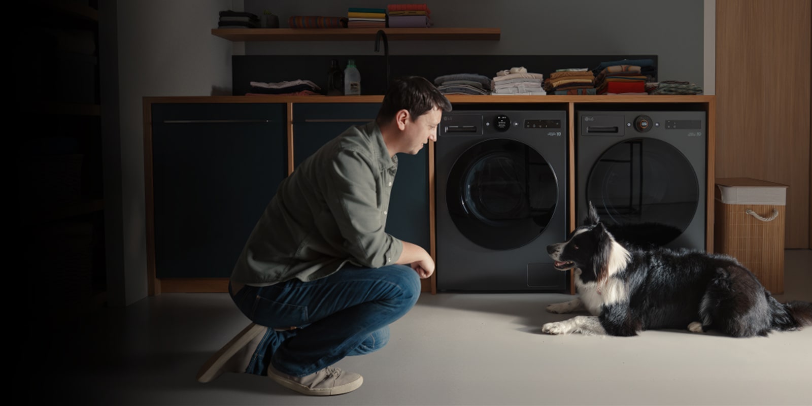 Smart & skånsom vask, med Flush Fit Design og LG AI Direct Drive.