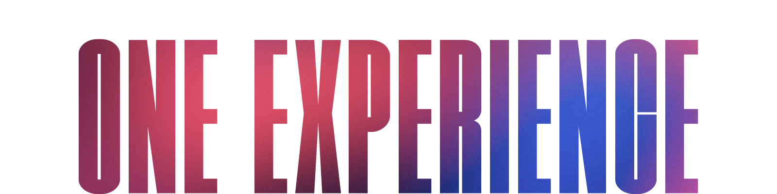 The words 'ONE EXPERIENCE' in a dark pink and purple gradient pattern.