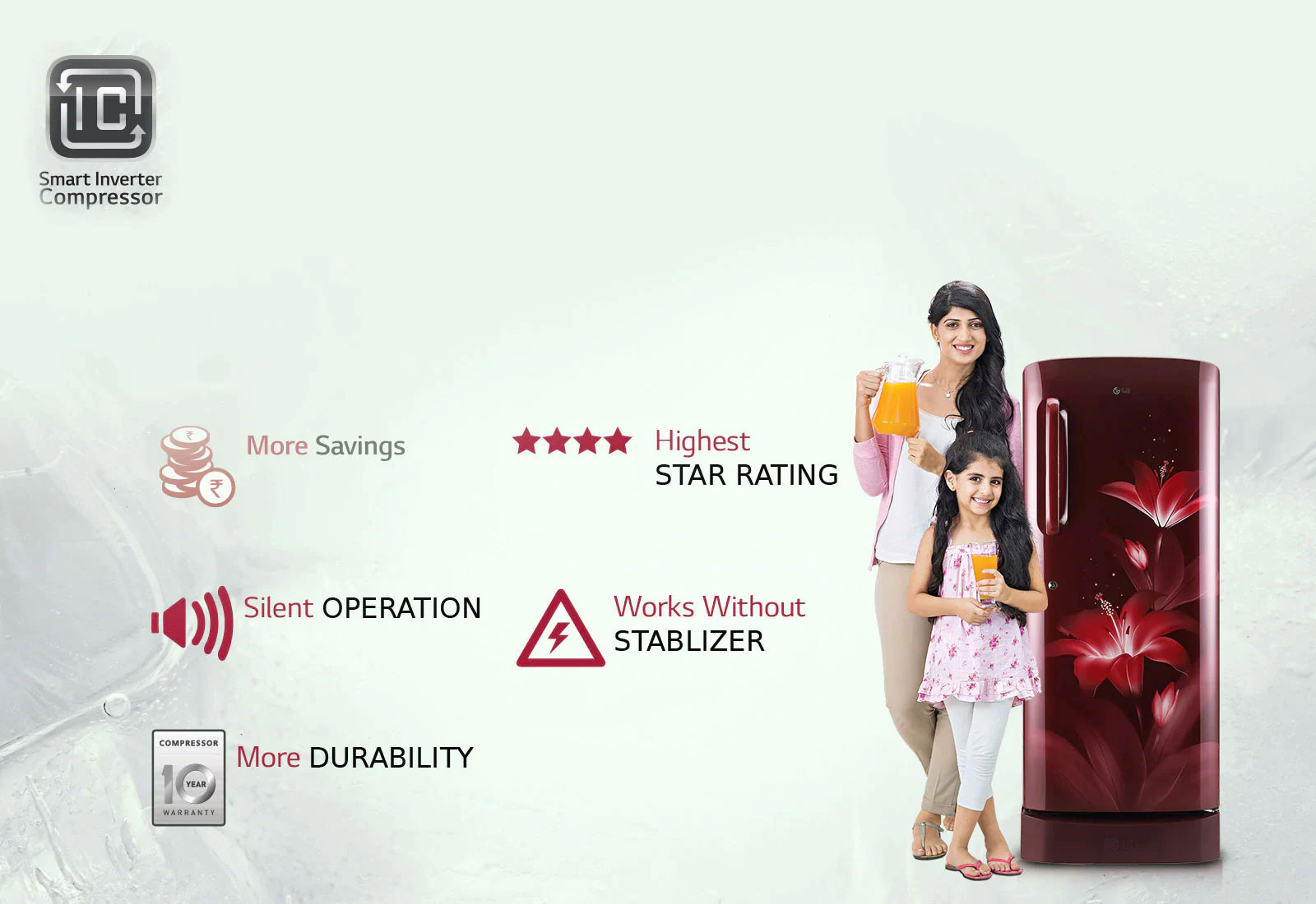 LG GL-D221APZY Smart inverter Compressor