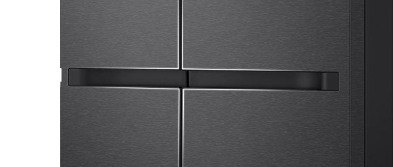 The handle design of the refrigerator magnified with gradient white lines