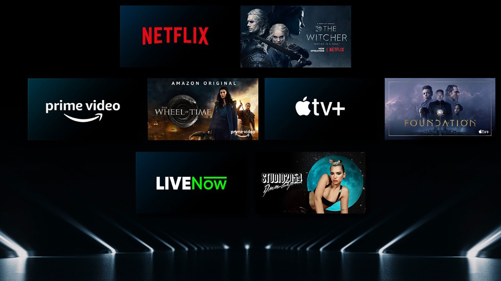 Image showing a variety of OTT services with their respective shows beside each logo.