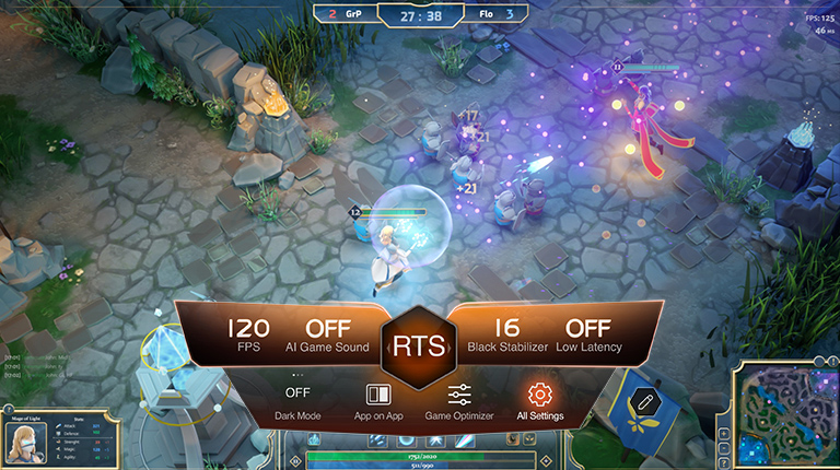 Image showing settings and game dashboard displayed while running a gaming software.