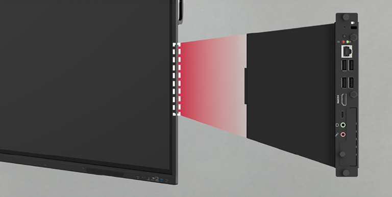 The built-in OPS slot makes installing an OPS easy, providing users with more extended functionality including various PC functions and Windows software without needing external desktops.