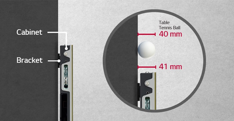 The depth of the LSCB cabinet is comparable to the diameter of a table tennis ball, showing its similar depth.