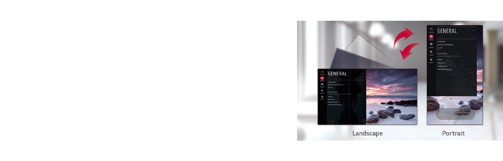 The menu screen consists of both landscape and portrait options.