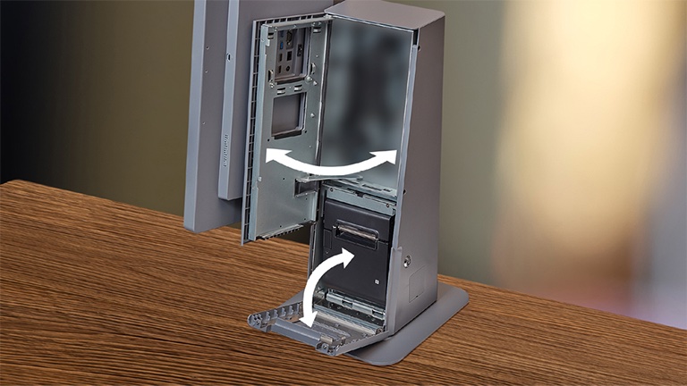 The LG Kiosk features two vertically positioned hinged doors.
