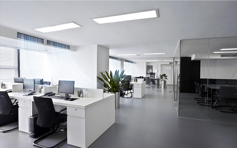 An image of an office space with air conditioning on.