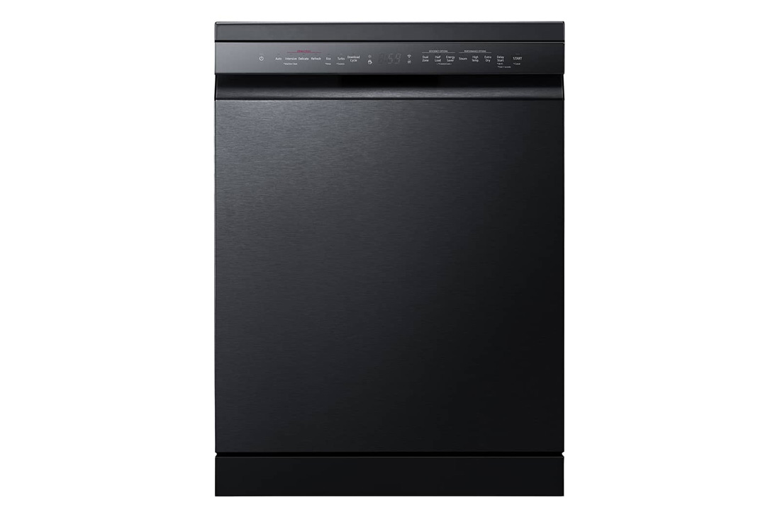 LG Front Control Smart Wi-fi Enabled Dishwasher in Matt Black, Front, DFC425FM