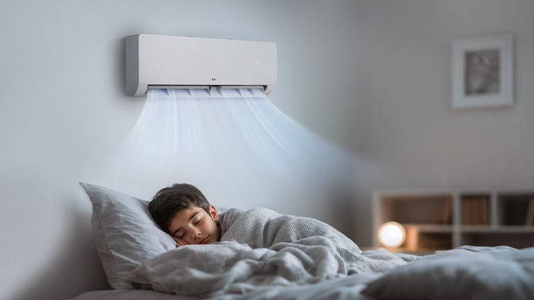 Air conditioner sleep mode maintaining comfort during sleep.