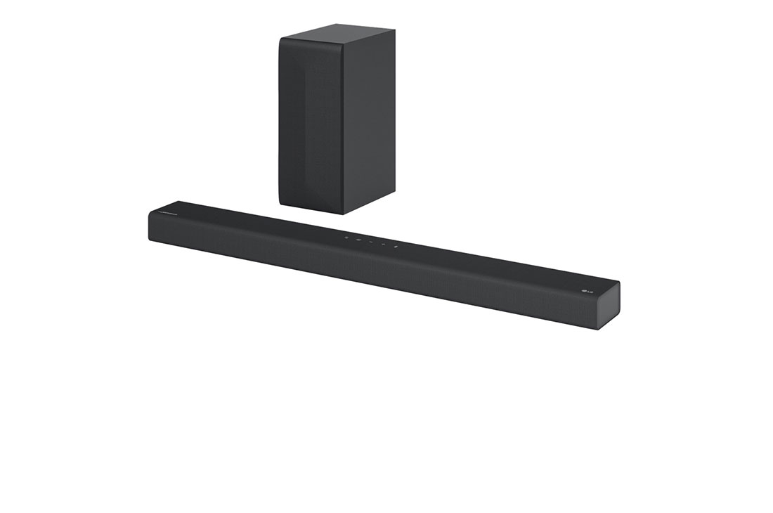 LG Soundbar S65Q, front view with rear speaker, S65Q