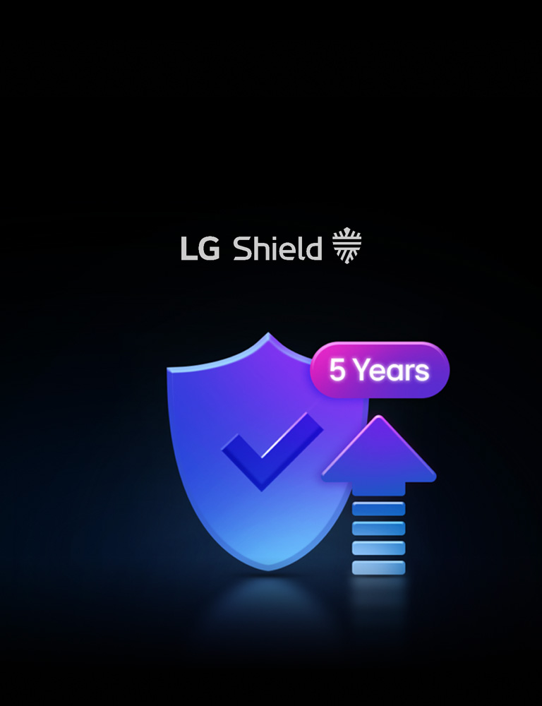 Shield with a checkmark beside an arrow pointing up to showcase continuous upgrades for protection.