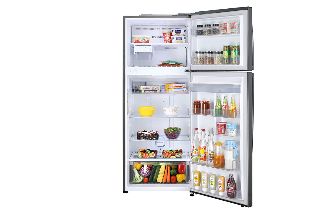 LG 471 Litres Smart Inverter, Water Dispenser, Door Cooling+™, LG ThinQ, Hygiene Fresh+™, Auto Smart Connect™, Front View with content, GL-B503PZI, thumbnail 2