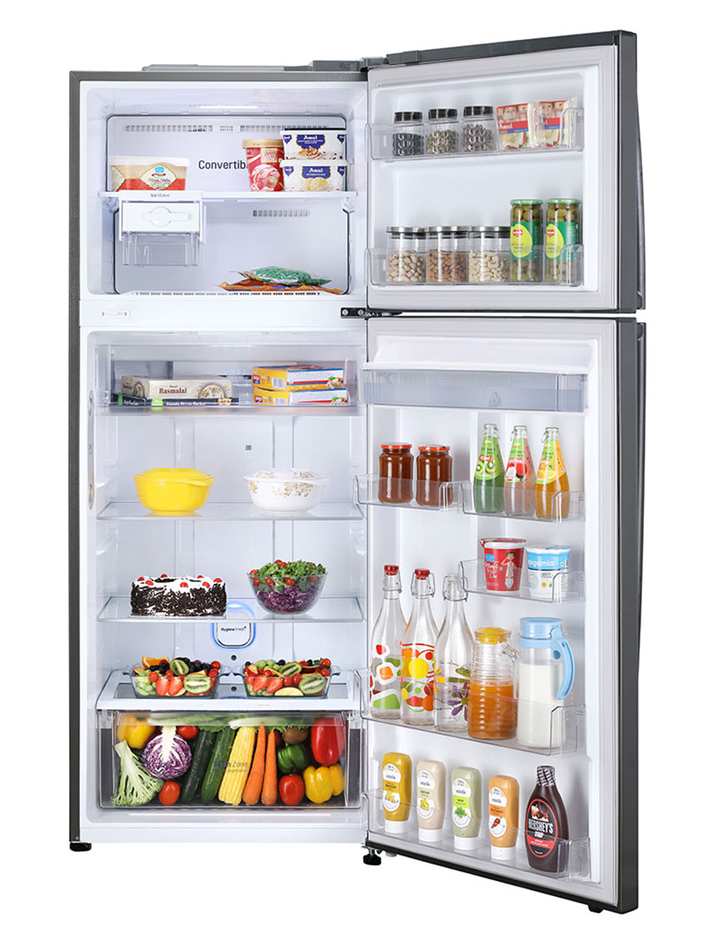 471L Top Freezer with LED Lighting in Shiny Steel LG NP