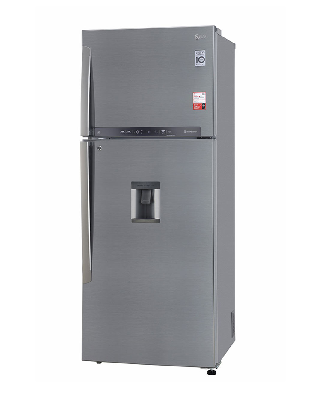 471L Top Freezer with LED Lighting in Shiny Steel LG NP