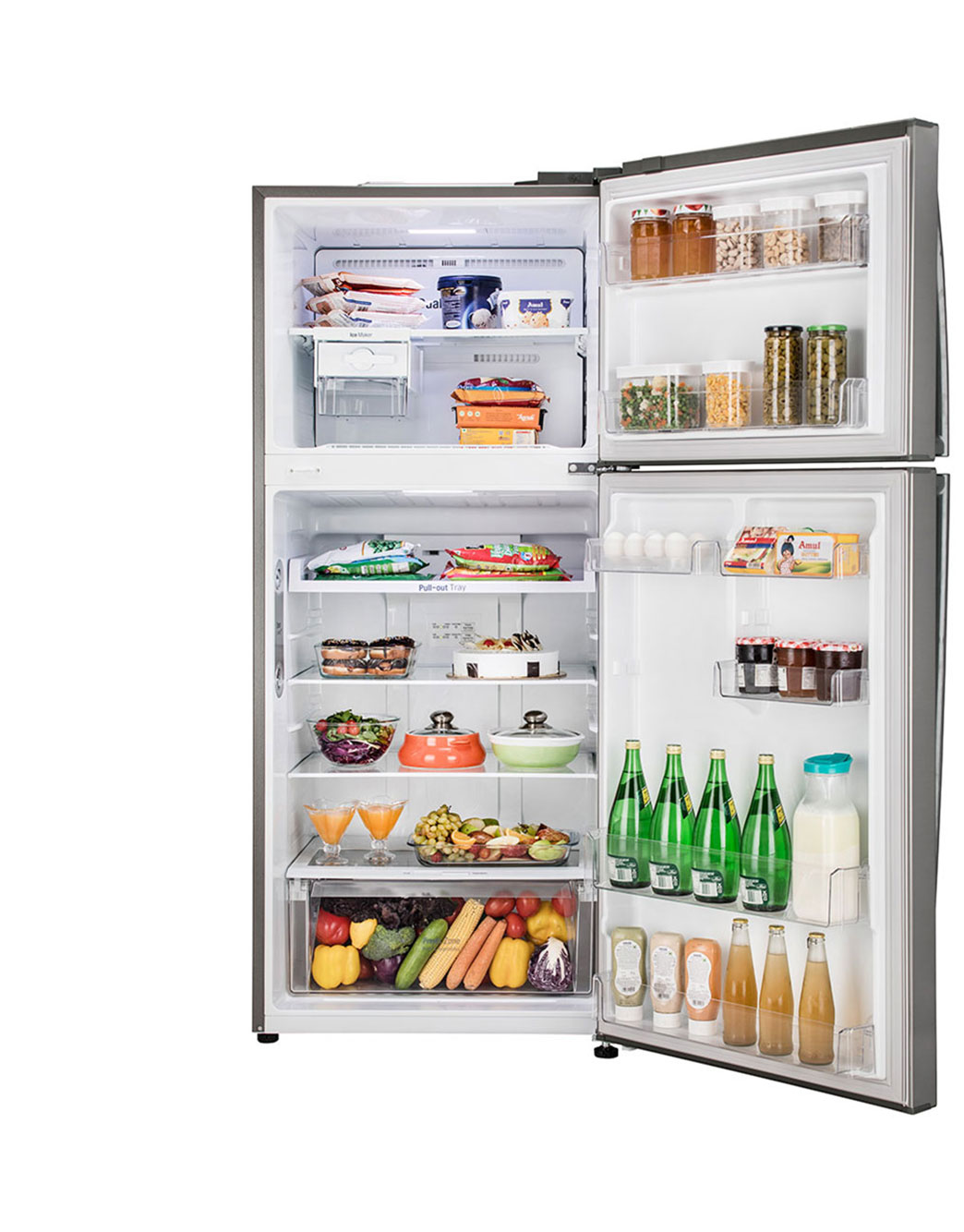 437L Top Freezer with Smart Diagnosis™, Shiny Steel LG NP