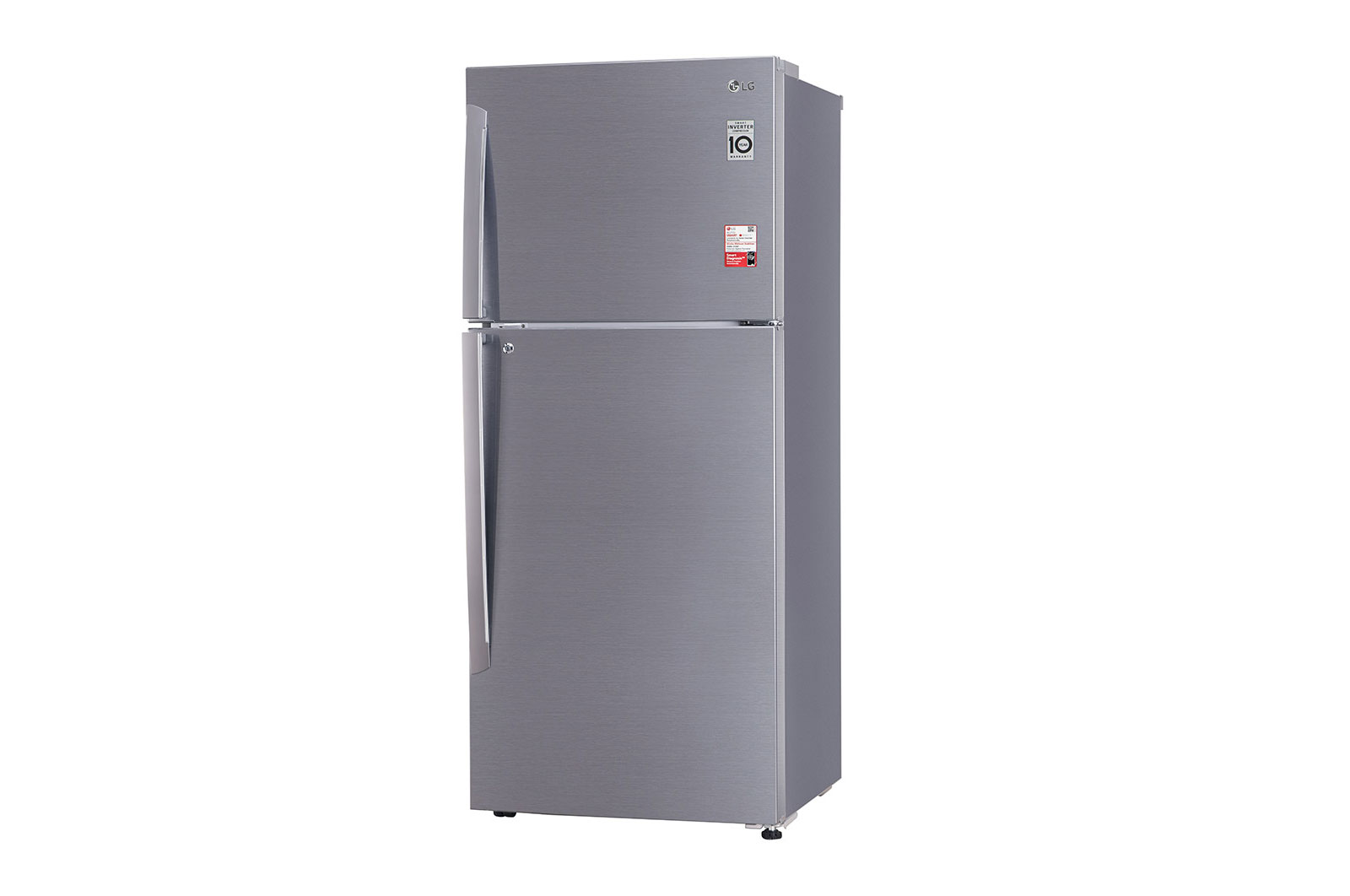 437L Top Freezer with Smart Diagnosis™, Shiny Steel LG NP