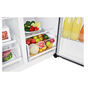 LG 613L Side-by-Side Refrigerator in Dark Grapite, shelf view, GS-B6181DS, thumbnail 8