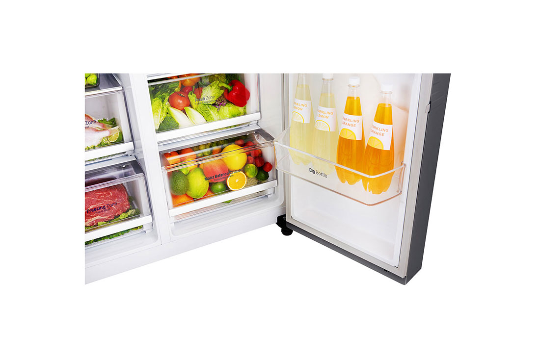 LG 601L Platinum Silver Side by Side Refrigerators, GS-L6012PZ, GS-L6012PZ, thumbnail 3