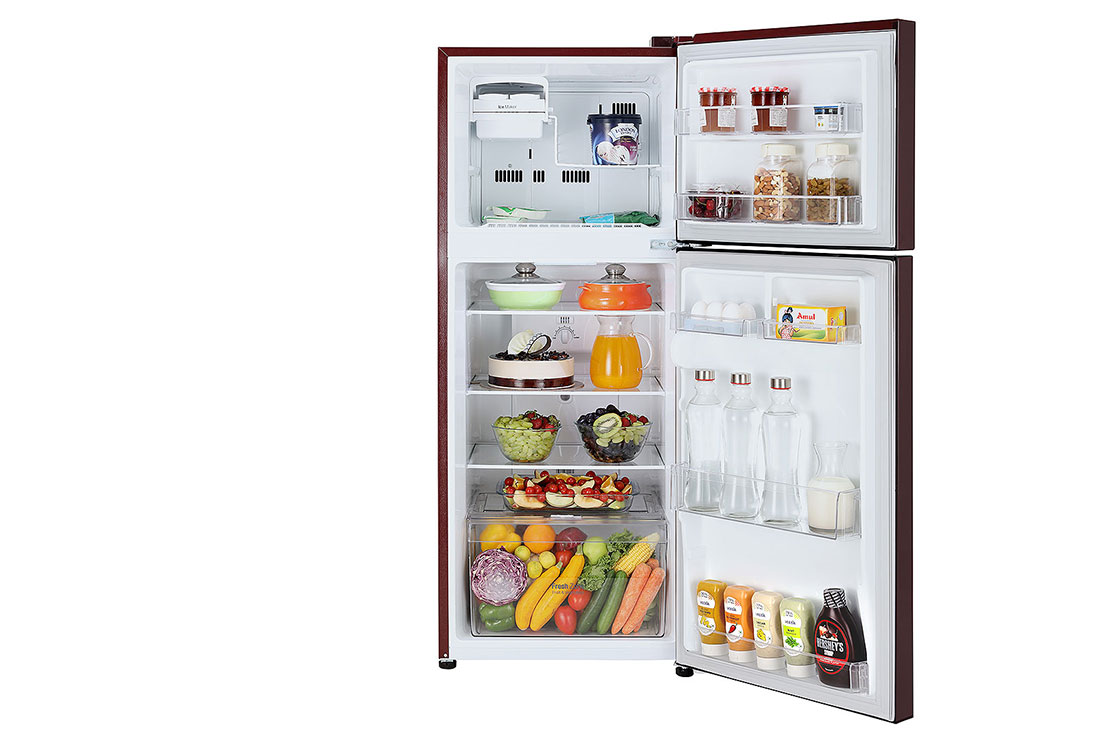 LG 260 Litres Frost Free Refrigerator With Smart Inverter Compressor, Multi Air Flow, LED Lighting, MOIST ‘N’ FRESH, LG GL-K272SPTL Front Open Food View, GL-K272SPTL, thumbnail 2