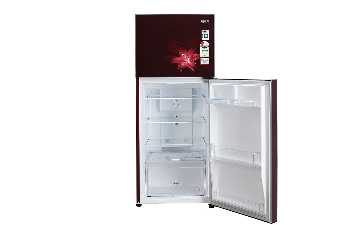 LG 260 Litres Frost Free Refrigerator With Smart Inverter Compressor, Multi Air Flow, LED Lighting, MOIST ‘N’ FRESH, LG GL-K272SPTL Front View Bottom Door Open, GL-K272SPTL, thumbnail 5